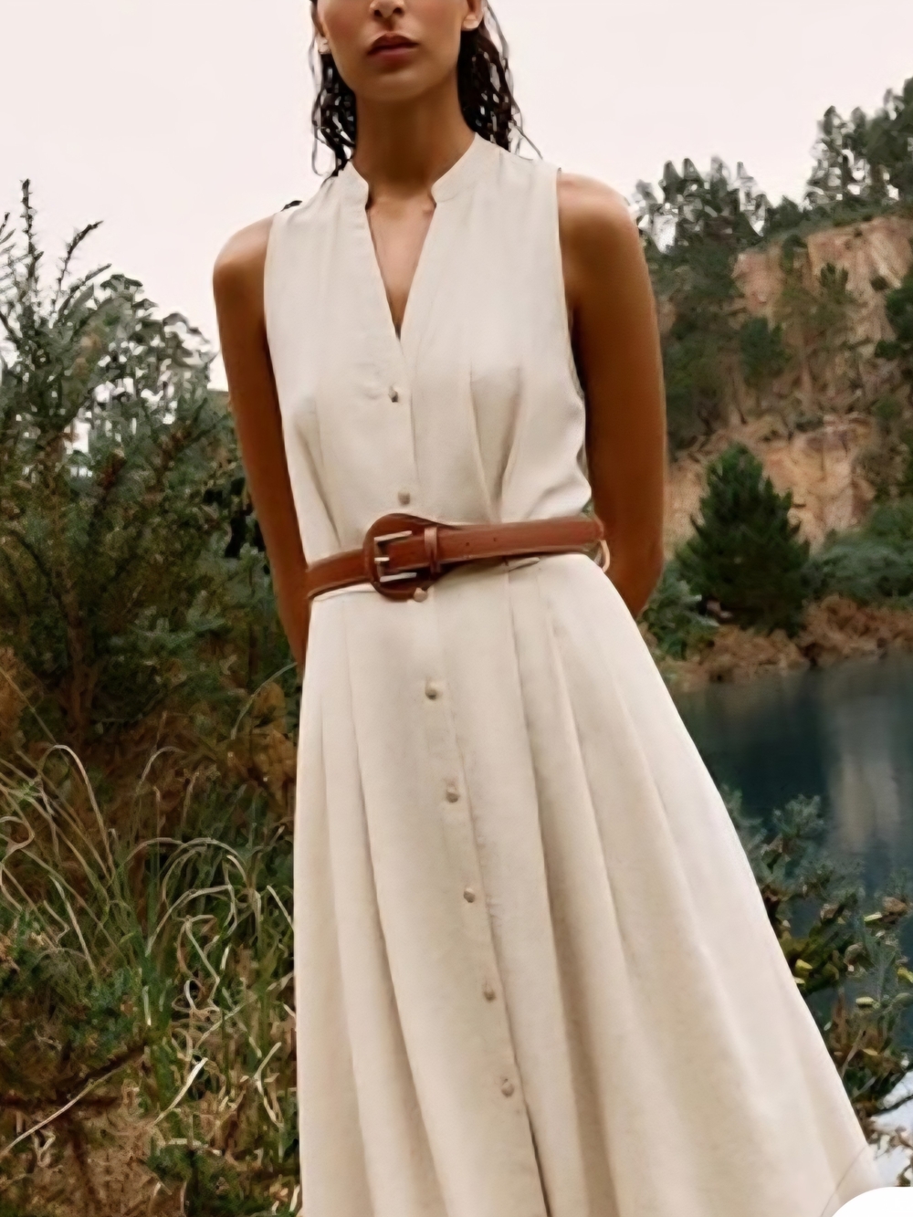 Zara Belted Linen Blend Midi Dress - Like New - Sold Out Style